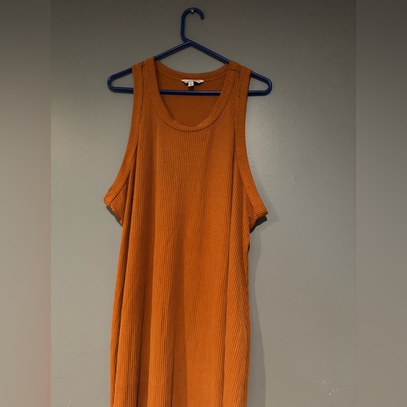 Orange Sleeveless Bodycon Maxi Dress Scoop Neck - Picture 5 of 6